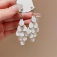 thumbnail image 4 of Boho Acrylic Petal Teardrop Dangle Earrings for Women Silver Gold-Toned Fashion Long Flower Water Drop Dangling Statement Earring Dainty Resin Floral Jewelry for Wedding Holiday, 4 of 6