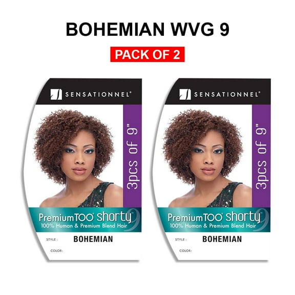 Sensationnel Premium Too Shorty Human Hair Blend Bohemian Weaving 9" 3pcs ( 2 Pack ) ( 2 Dark Brown )