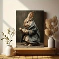 thumbnail image 6 of Reading Bunny Canvas Wall Art, Whimsical Rabbit Portrait, Rustic Farmhouse Living Room Decor, 6 of 8