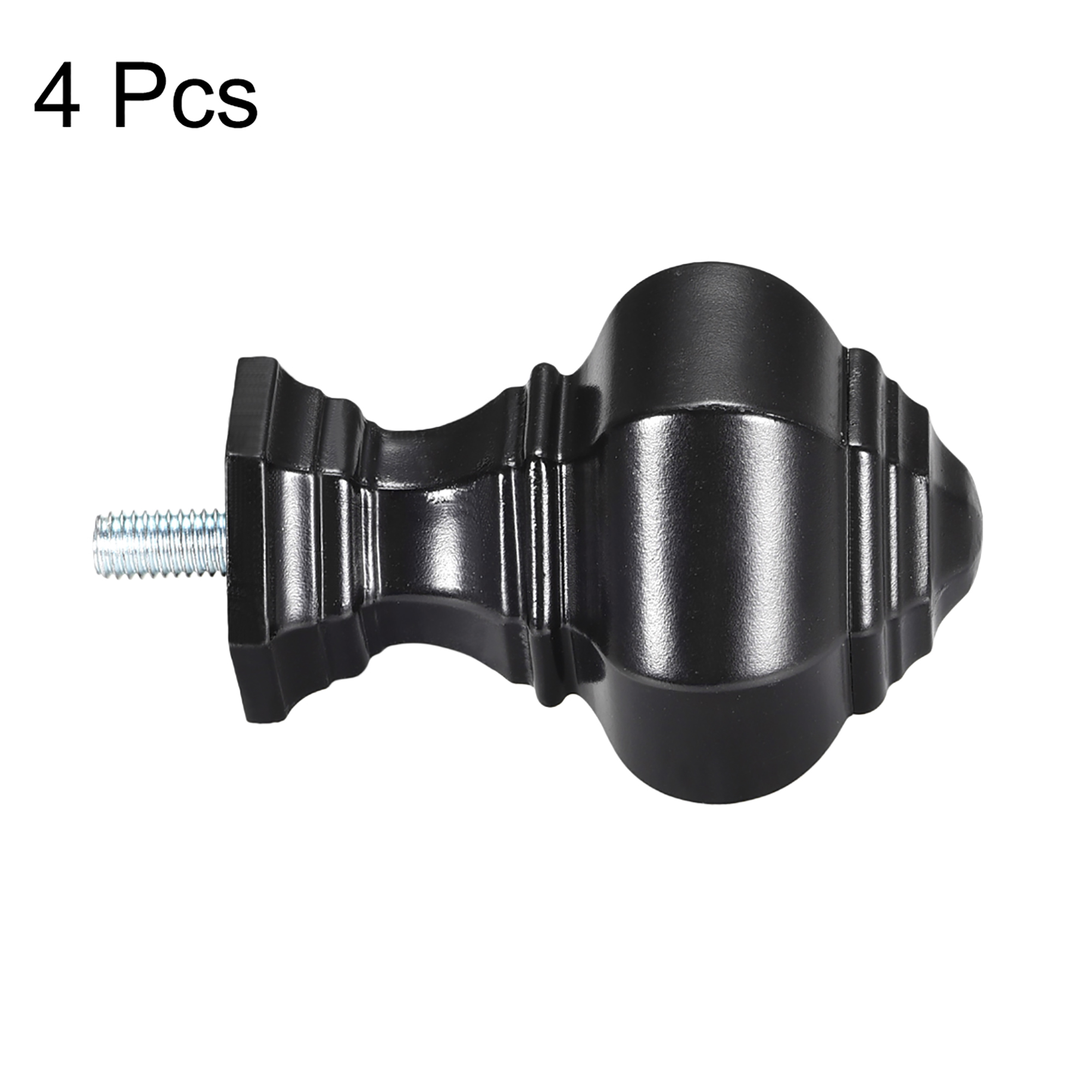 Uxcell 14mm Dia Curtain Rod Finials Plastic Black 4Pack - image 3 of 7