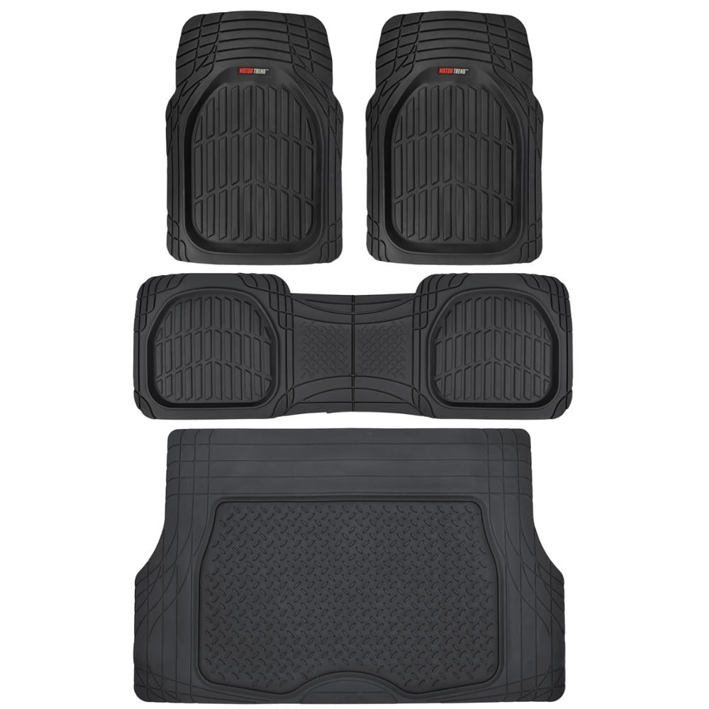 DualFlex Heavy Duty Rubber Auto Car Floor Mats w//Cargo Trunk Liner Cover Padding