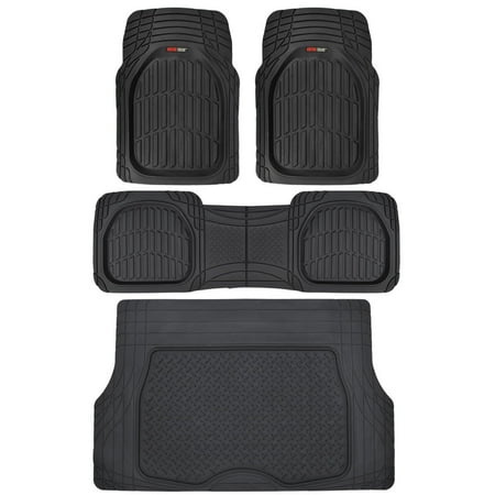 Motor Trend FlexTough Car Floor Mats with Cargo Trunk Mat 100 % Odorless, Real Heavy Duty Protection for Car SUV Truck & (Best Cargo Capacity Suv)