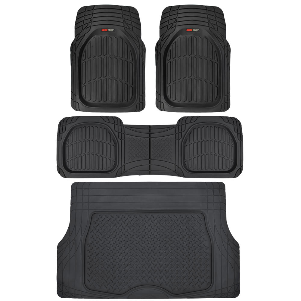 Motor Trend 100 Percent Odorless Car Floor Mats With Standard Trunk Cargo  Mat, Pieces Rubber Protection, Black Beige Gray