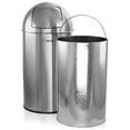 thumbnail image 6 of Elama 50 Liter Large 13 Gallon Push Lid Stainless Steel Cylindrical Home and Kitchen Trash Bin in Matte Silver, 6 of 6