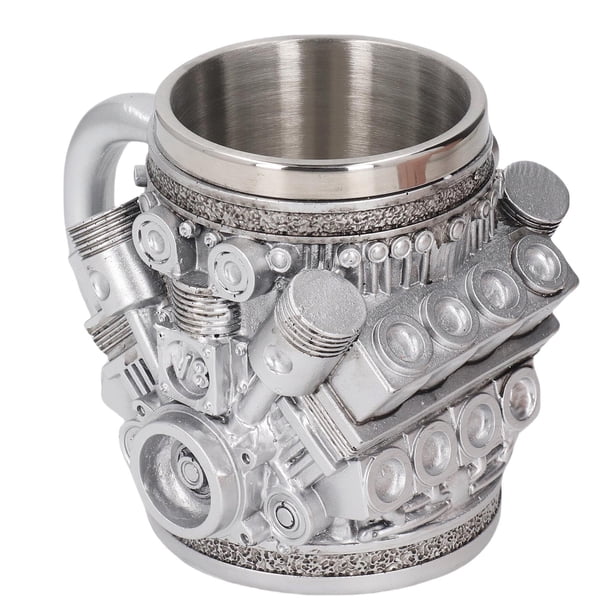 Taza De Café De Motor De Acero Inoxidable, Taza De Resina De Diseño De Motor De Automóvil 3D Para Bebidas Calientes Y Frías, De Novedad Liviano Para Hombres