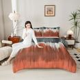 thumbnail image 5 of Feelyou Fashion Abstract Ombre Bedding Comforter Set, Vintage Oil Printing Twin Comforter Sets, Chic Watercolor Orange Reversible Bedding Set, Microfiber Bedroom Decor, 2 Pieces, 5 of 9