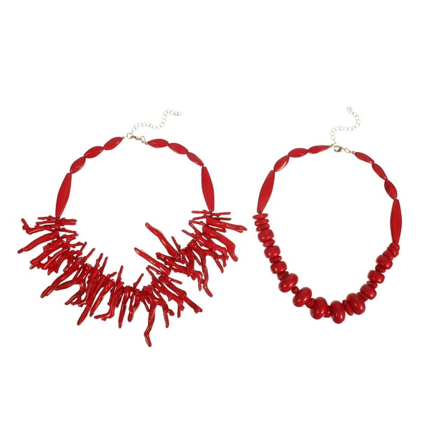 ColoMX Collares de cuentas bohemios, collar estilo surfero, gargantilla de verano, collares de cuentas de coral, joyería, accesorios de joyería bohemios.