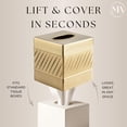 thumbnail image 4 of Tissue Box Cover Square - Handcrafted Wave Embossed Brushed Metal Holder For Bathroom Accessory  Aesthetic Decorative Facial Napkin Cube Modern Home Decor, 4 of 9