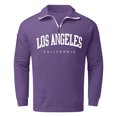 thumbnail image 5 of Sweatshirts For Men Quarter Zip Letter Print Solid Color Casual Loose Fit Crew Neck Shirts Comfoty Soft Long Sleeve Y2K Outfits Spring Fall Pullover Tops Purple XXXL, 5 of 5