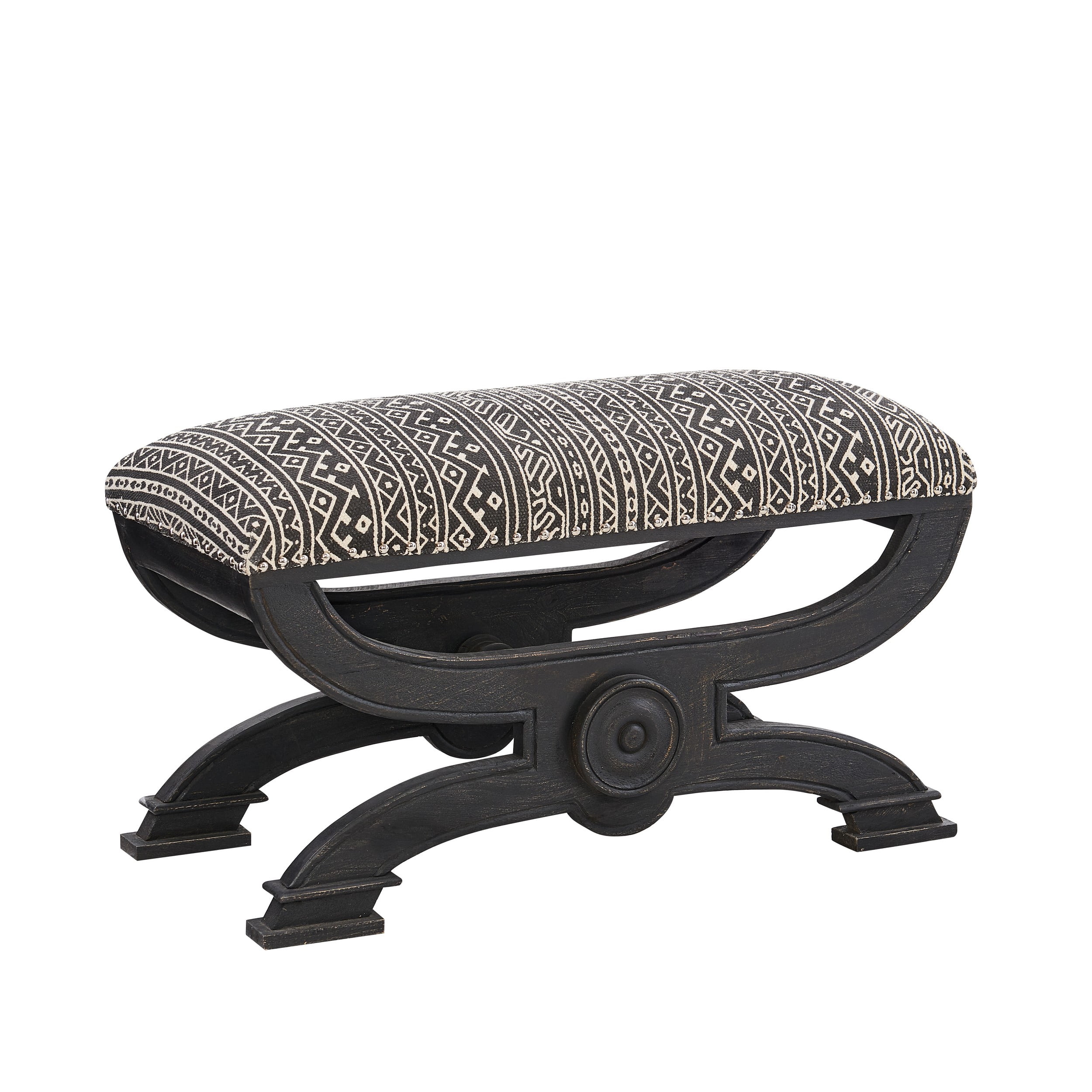 Powell Vanska XLeg Ottoman Bench, Aztec Pattern
