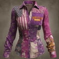 thumbnail image 2 of Women's 250th Anniversary Usa Shirt National Flag Print Button Down Long Sleeve Shirts Patriotic Shirts, 2 of 3