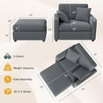 thumbnail image 2 of Techmilly 42" Oversized Chaise Lounge Chair Indoor, Corduroy Upholstered Cloud Sofa Bed with Throw Pillows and Armrests, Comfy Leisure Plush Chair Bed, Sleeper Sofa Couch Bed for Living Room, Grey, 2 of 9