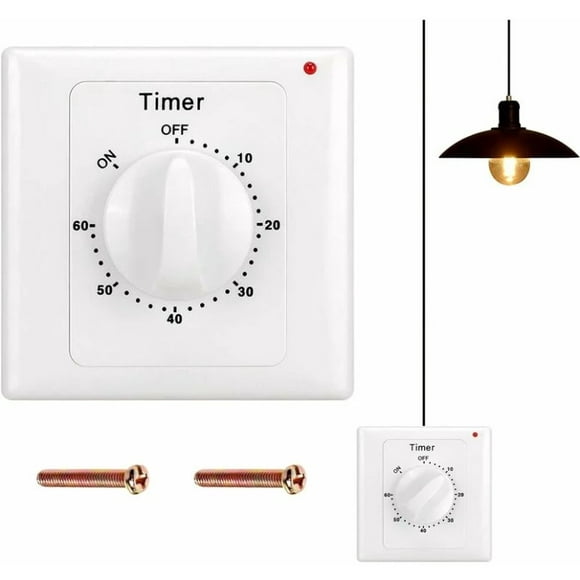 Countdown Switch: 60 Minutes Timer, Light Switch with Timer, Waterproof, Drilling Holes for Bathroom, Fan and Lights Installation