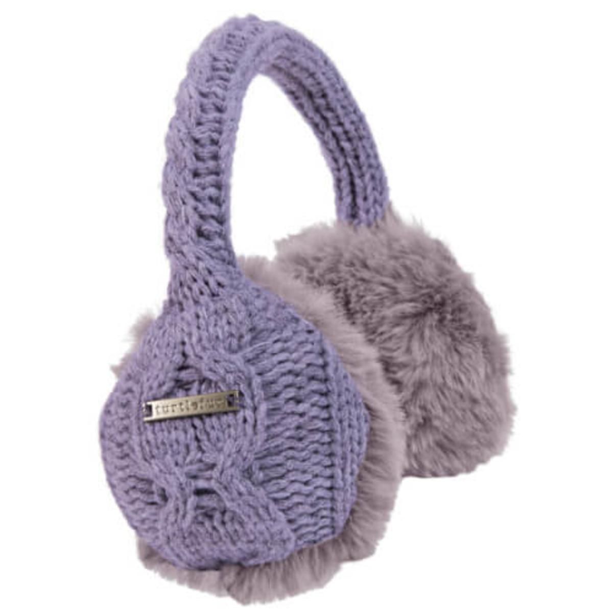 Turtle Fur Women's Ear Muffin Faux Fur Lined Cable Knit Ear Muffs, Iris