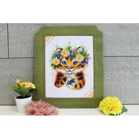 UPC: 4627167305982 | Cross Stitch Kit On a Summer Day SM-612 Needlework By MP Studia Brown cat Flowers Nature Animal Easy