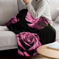 thumbnail image 3 of Pink Rose Blanket Soft Cozy Warm Throw Blanket for Couch, Plush Fuzzy Flannel Fleece Blankets for Sofa, Vintage Abstract Garden Flower Floral Black Bed Blankets Lightweight Gifts for Women, 50"x60", 3 of 9