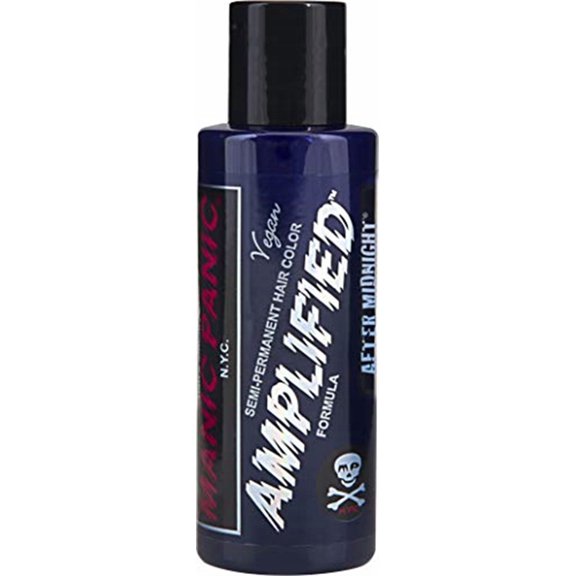 MANIC PANIC After Midnight Amplified Semi-Permanent Hair Dye - Dark Navy Blue Shade Can Give Green Undertones to Unbleached Hair - Works on Dark & Light Shades - Vegan, PPD & Ammonia Free