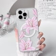 thumbnail image 4 of YCAN-Compatible avec Étui iPhone 13 Pro Transparente Magnétique Compatible avec MagSafe Mignon Lys Fleurs Florales pour Femmes Filles Étui Rigide PC Antichoc Protectrice - Rose, 4 of 4