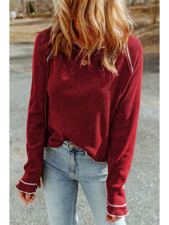 Sizzling Red Knit Top: Effortless Style, Unbeatable Comfort!