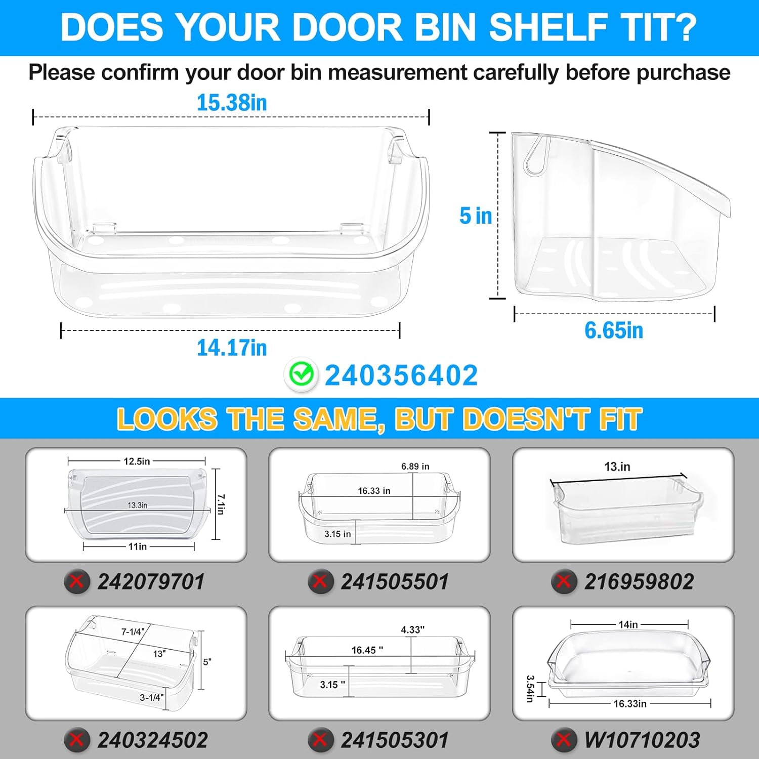 1PC UPGRADED 240356402 Refrigerator Door Bin – Compatible with Frigidaire Refrigerator Door Shelf Replacement for FFSS2615TS0, LFSS2612TF0, FGHS2631PF4A, LFSS2612TE0, FFSS2615TS5