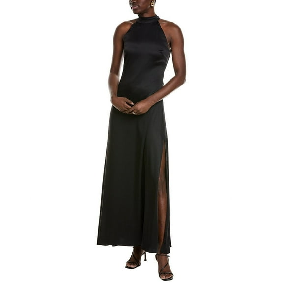 Toccin womens  Jocelyn Tie-Front Satin Maxi Dress, xs, Black