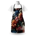 thumbnail image 2 of Floral Apron, Jumble Designed Wildflowers with Grunge Brush Strokes of Surreal Aura, Unisex Kitchen Bib with Adjustable Neck for Cooking Gardening, Adult Size, Dark Salmon Laurel Green, by Ambesonne, 2 of 3