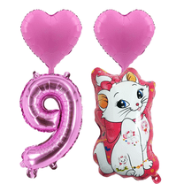 Number 9 Pink Cat Foil Balloon Bouquet Birthday Party