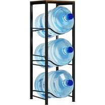 5 Gallon Water Jug Holder, 3 Tier Water Bottle Holder with Storage Shelf, Heavy Duty Water Dispenser Rack Stand Shelf Organizer for Kitchen Office Living, Brown