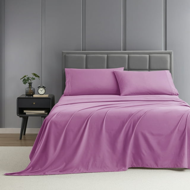 Nestl Ensemble de Draps Simple TG, Ensemble de Draps de Lit 4 Pcs en Microfibre 1800 Series à Poches Profondes
