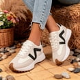 thumbnail image 3 of Rokment Women's Retro Color Block Fashion Sneakers Comfortable Casual Leather Lace up Running Tennis Shoes Non Slip Skate Trainners for Fall Spring, 3 of 5