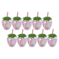 thumbnail image 2 of 10 Vasos Para Beber Con Y Diseño De Fresa Para Niños, Para Cumpleaños En El Hogar Hawaiano, Transparentes Claro, 2 of 8
