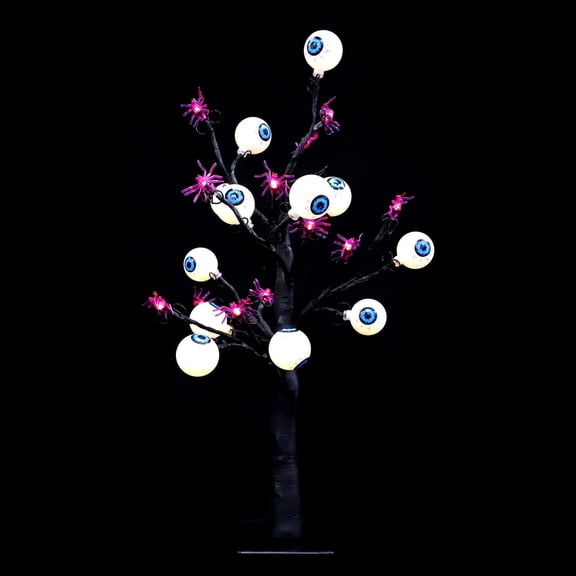 Halloween Tree Led Eyes Lamp Tree Lights Spider Decor Glasses Ornaments 17pcs for each style