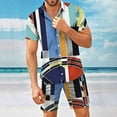 thumbnail image 4 of LYXSSBYX Mens Shorts Cargo Clearance Men's Fashion Short Sleeve Shorts Two Piece Casual Shirt Suit, 4 of 8