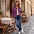 thumbnail image 6 of Corduroy Jackets for Women Trendy Long Sleeve Cropped Jacket Fall, 6 of 6