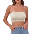 thumbnail image 2 of VISALY Strapless Bra Wireless Bandeau Bra Padded Tube Top Anti-Slip Bandeau Bra Strapless Seamless Bra Sports Bras for Women Strapless Sleep Bra Stretch Bralette Strapless Top Tube Top Bra Beige Xl, 2 of 4