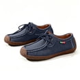 thumbnail image 7 of Women’s Suede Lace Up Loafers, Lightweigh Casual Style Casual Boat Shoes, Slip On Comfort Walking Flats Dark Blue-Q 8.5(42), 7 of 7