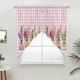 thumbnail image 5 of Valentines Flowers Kitchen Window Curtains, Swag Curtains Valance for Bedroom Living Room Bathroom, Watercolor Floral Botanical Pink Plaid Rod Pocket Window Curtain Block Drapes 2 Panels 28"x36", 5 of 9