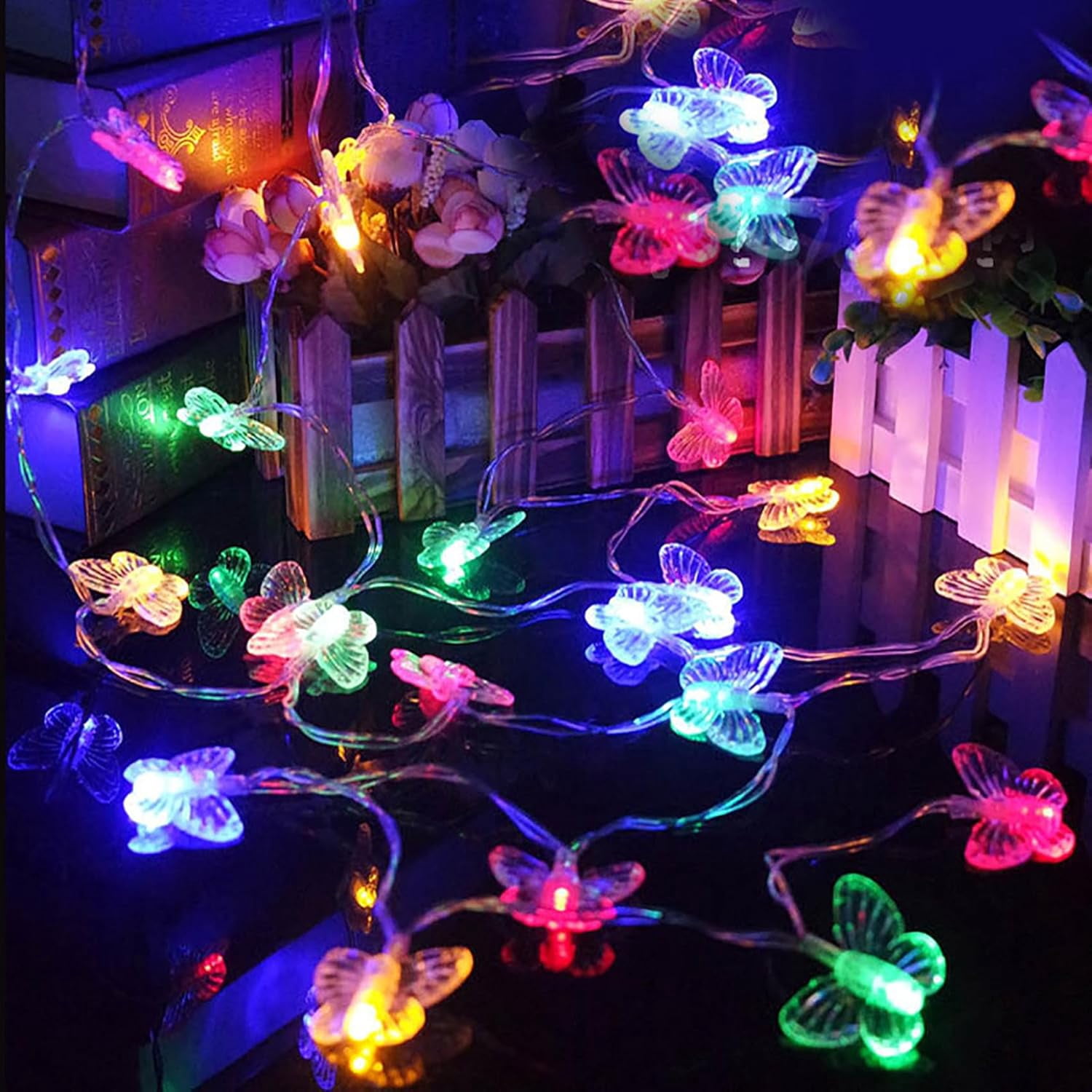 20 LED Butterfly String Lights, 16.4FT Solar String Lights Outdoor Butterfly Fairy Decorative Lights for Patio Christmas Tree Lawn Party Garden Gazebo Wedding