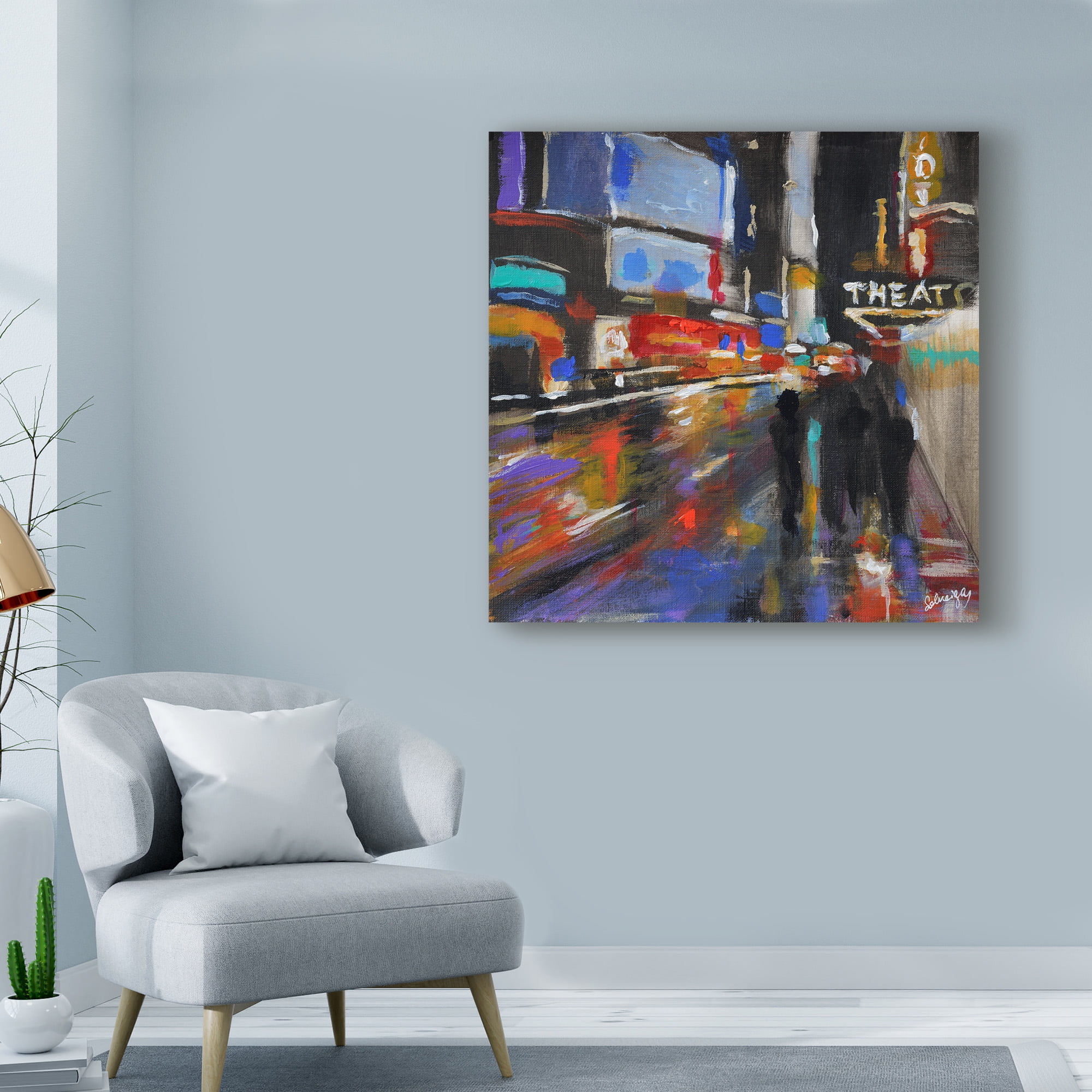 Trademark Fine Art 'Broadway At Night' Canvas Art by Solveiga