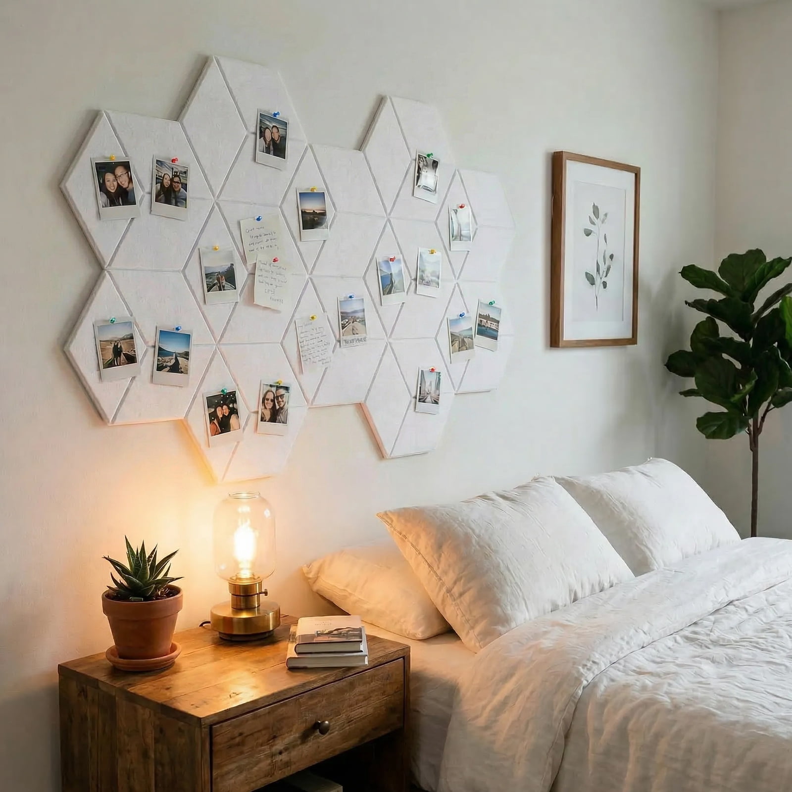 Threns Hexagon Cork Boards for Walls Decor,10 Pack Cork Bulletin Board Tiles with 50 Pins,Pin Board for Office Home Notes Photos and DIY Classroom Decor