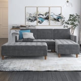 DHP Presley Reversible Storage Sectional Futon, Dark Grey Chenille ...