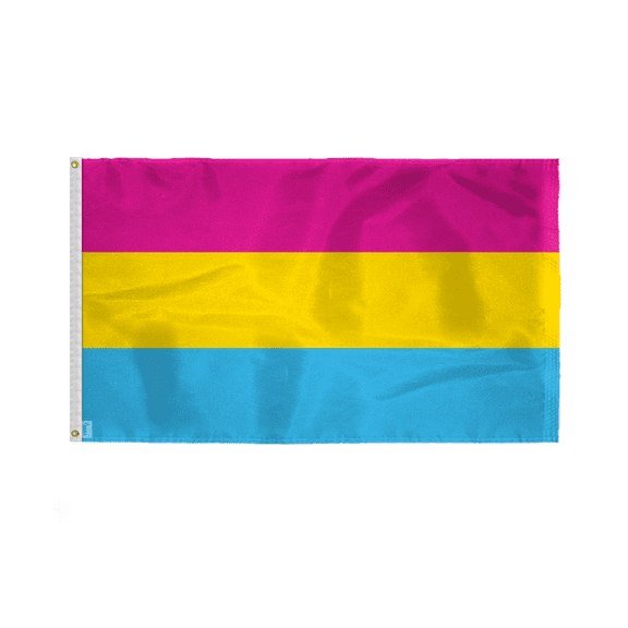 AGAS Pansexual Pan Pride Flag 3x5 Ft - Double Sided Printed 200D Nylon - Brass Grommets Stitched Edges Fade Proof Sharp Colors - Free Pan Flag 3x5 Fts