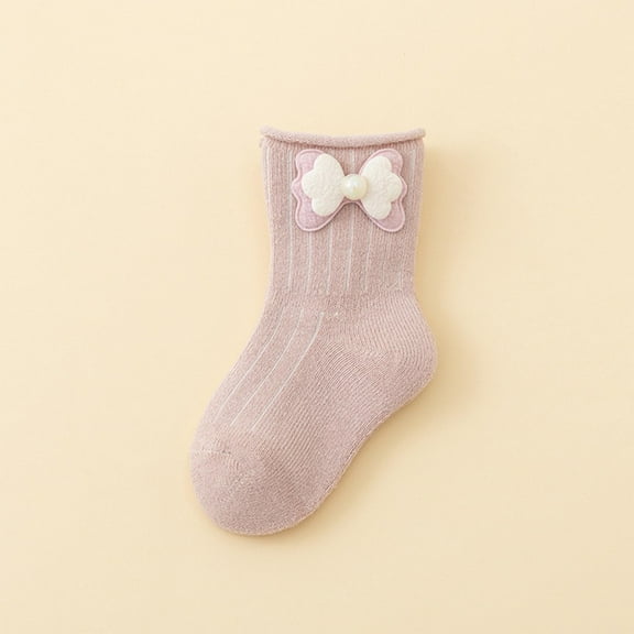 Spazoro Baby Girls Learning Walking Socks, 100%Cotton Short-tube Cute Pattern Breathable Seamless Toe for No Rub Casual Comfortable Fit Socks for Child Girls Pink Size 1 T