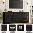 thumbnail image 6 of Blotout 70" Large Sideboard Buffet Cabinet with 3 Drawers & 4 Doors, Farmhouse Kitchen Sideboard Storage Cabinet with 8 Door Shelves & Charge Station, Coffee Bar Cabinet for Dining Room, Black, 6 of 9
