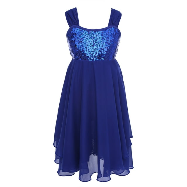 Rswnyirn Robe de Danse Lyrique pour Enfants Robe à Sequins Robes Filles Body en Maille Ballet Justaucorps avec Jupe Tutu Tulle Danse Bleu 10