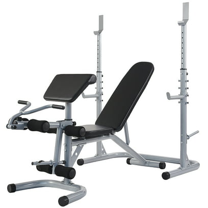 BalanceFrom Multifunctional Workout Station Adjustable Olympic Workout Bench with Squat Rack