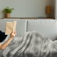 thumbnail image 3 of Grid Soft Flannel Fleece Throw Blanket, Geometric Triangles Lattice Pattern Abstract Monochrome Simple Tile Ornament, Cozy Plush for Indoor and Outdoor Use, 70" x 90", Black and Cream, by Ambesonne, 3 of 5