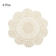 thumbnail image 3 of Fabric Coasters, 4pack 8" - Cotton Woven Crochet Doilies, Lace Embroidery Cup Mat with Floral Pattern (Beige), 3 of 5