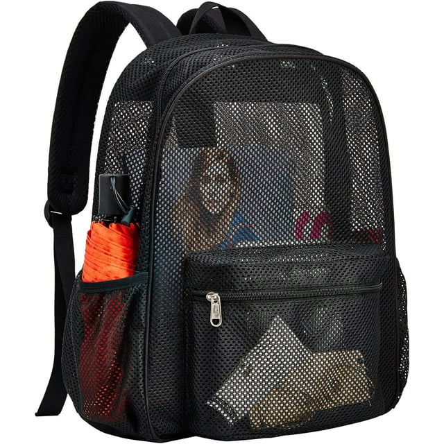 GFDYREE Sac à Dos en Maille Semi-Transparente Robuste, Sac à Dos Transparent pour Étudiants Universitaires