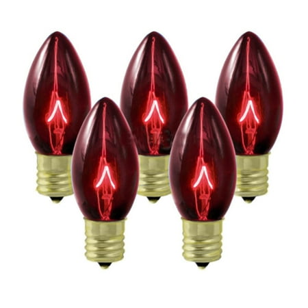 Club Pack of 100 C9 Transparent Red Replacement Christmas Light Bulbs